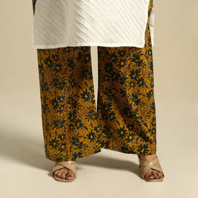 Yellow Block Print Cotton Ajrakh Palazzo