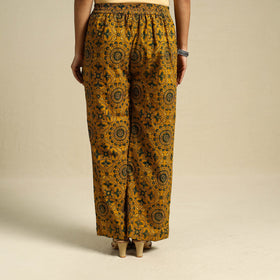 Yellow Block Print Cotton Ajrakh Palazzo