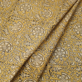  Yellow Block Print Cotton Pedana Kalamkari Fabric