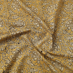  Yellow Block Print Cotton Pedana Kalamkari Fabric