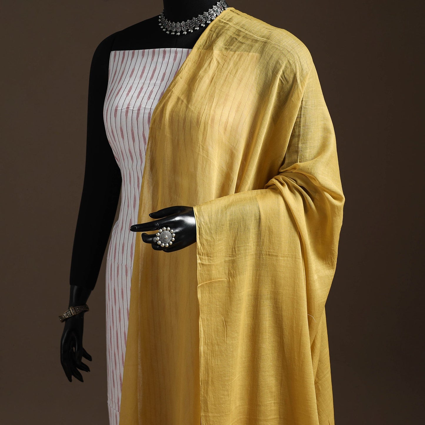 Cotton plain dupatta 08 - handcrafted