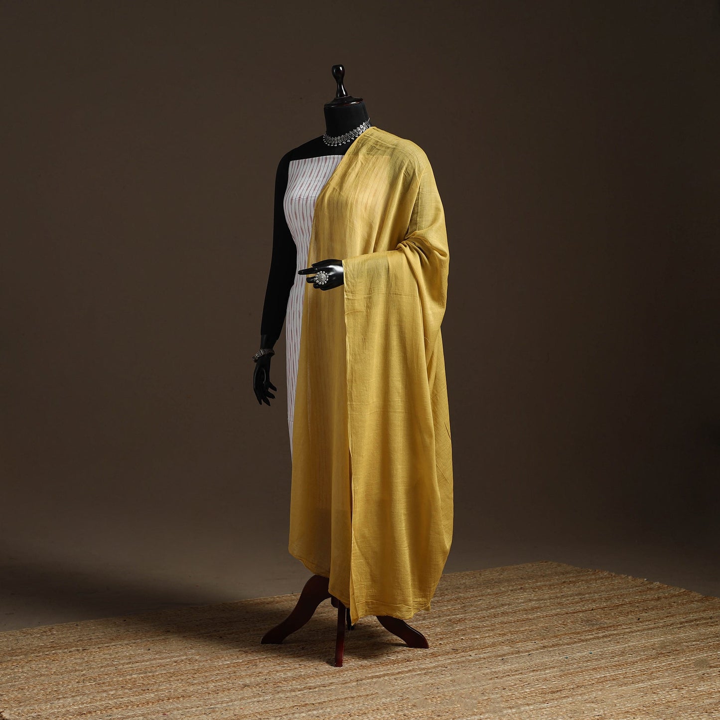 Cotton plain dupatta 08 - handcrafted