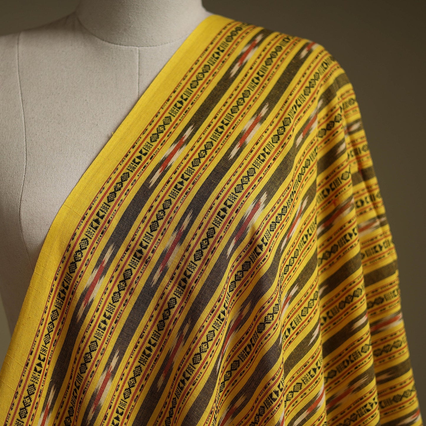 Cotton pochampally dabi ikat fabric 15 - handcrafted