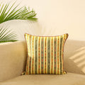 Yellow Cotton Pochampally Double Ikat Cushion Cover 