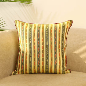 Yellow Cotton Pochampally Double Ikat Cushion Cover 
