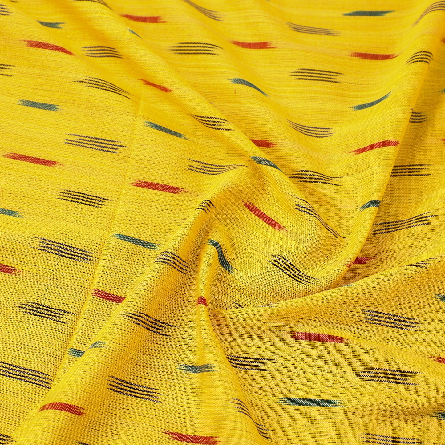  Cotton Yellow Pochampally Ikat Fabric Online in India