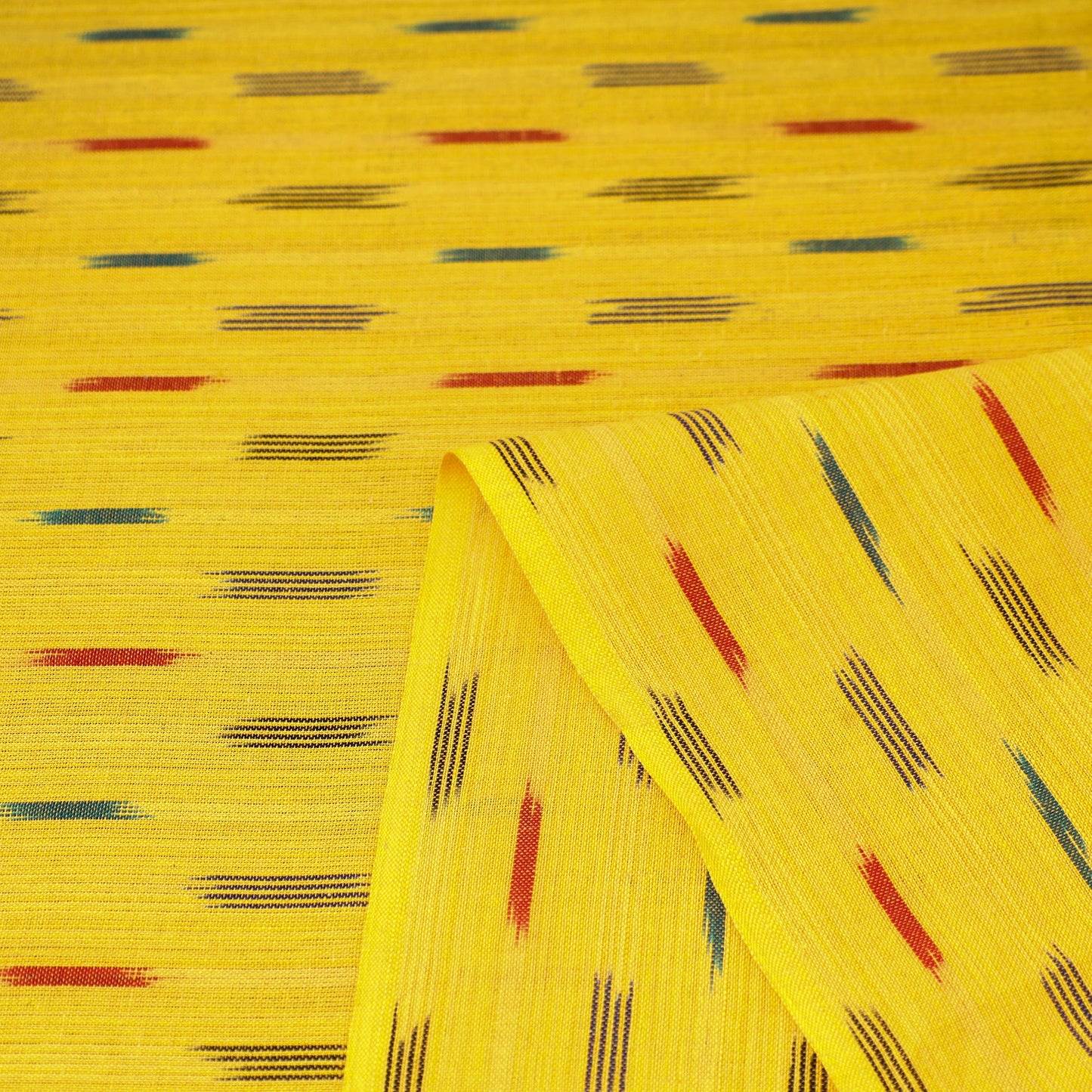  Cotton Yellow Pochampally Ikat Fabric Online in India