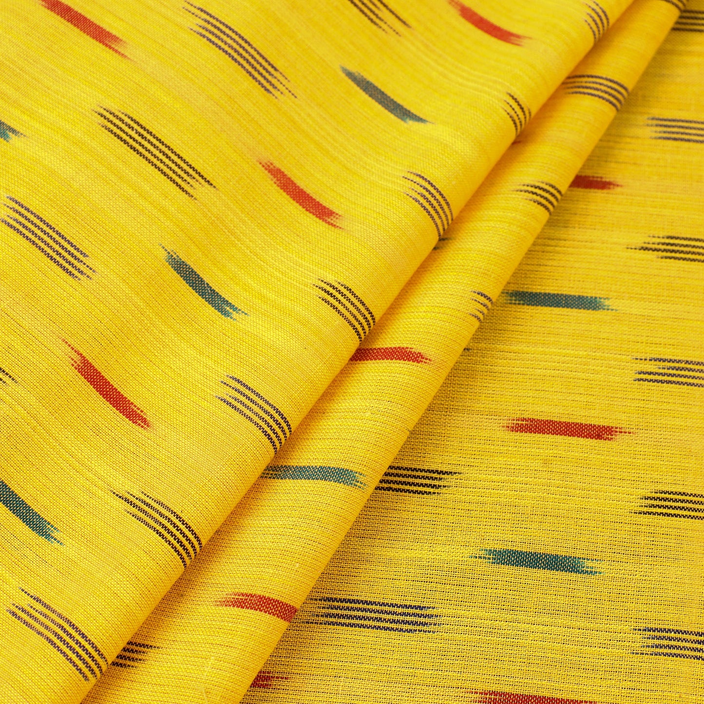  Cotton Yellow Pochampally Ikat Fabric Online in India