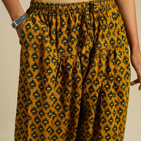 Yellow Block Print Cotton Ajrakh Salwar