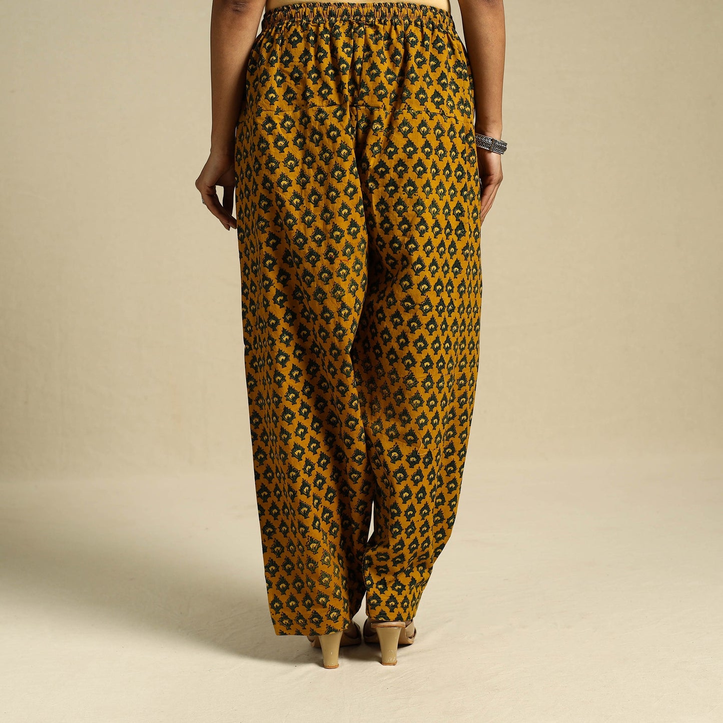 Yellow Block Print Cotton Ajrakh Salwar