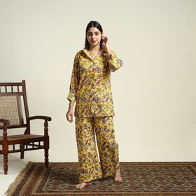 Buy Cotton Yellow Sanganeri Block Print Night Suit Set Online 