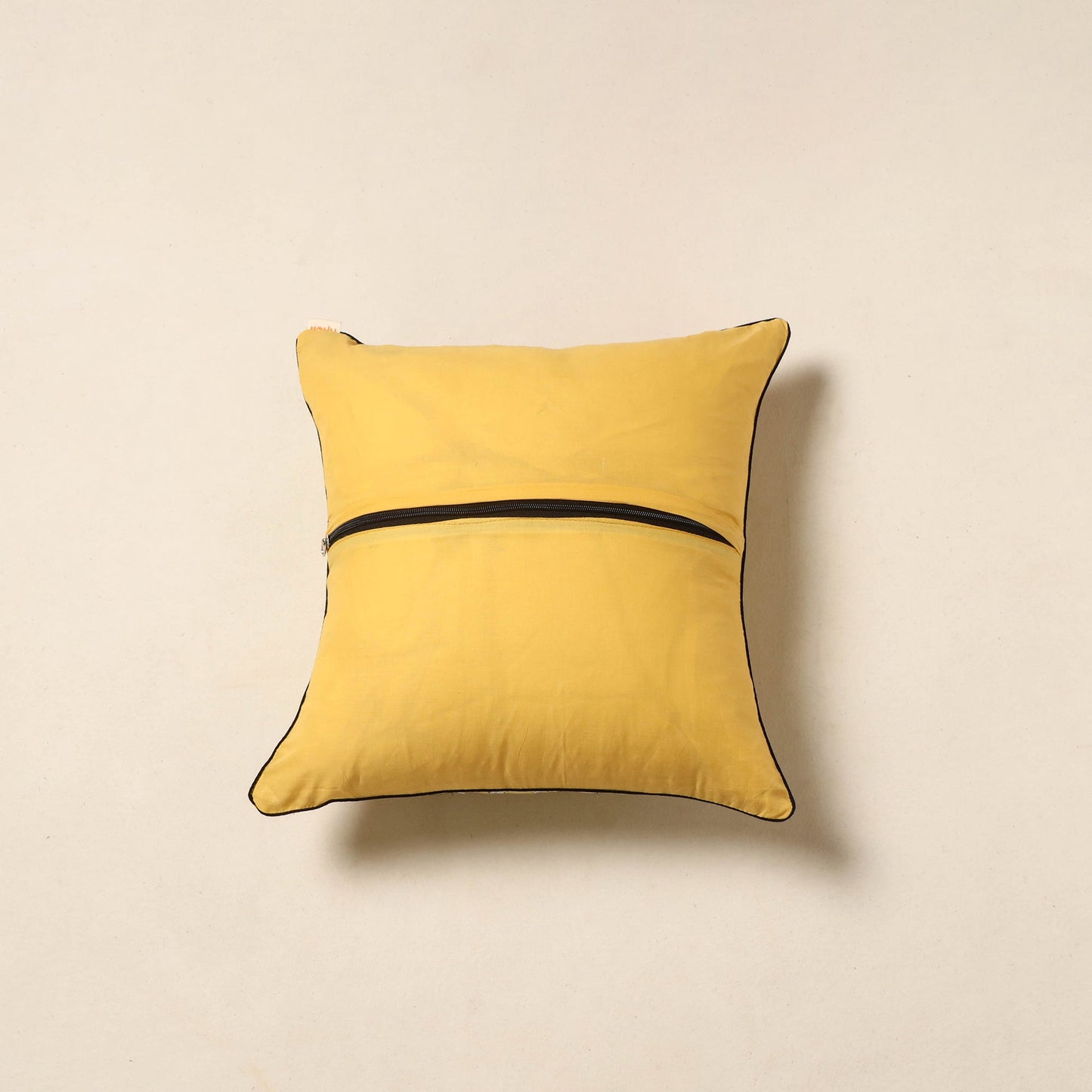 Yellow - cotton sanganeri cushion cover 15 - handcrafted