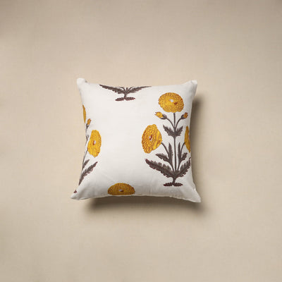 Cotton sanganeri cushion cover (16 x 16 in) 79 - handcrafted