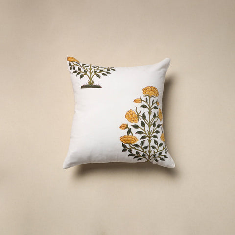 Cotton sanganeri cushion cover (16 x 16 in) 81 - handcrafted