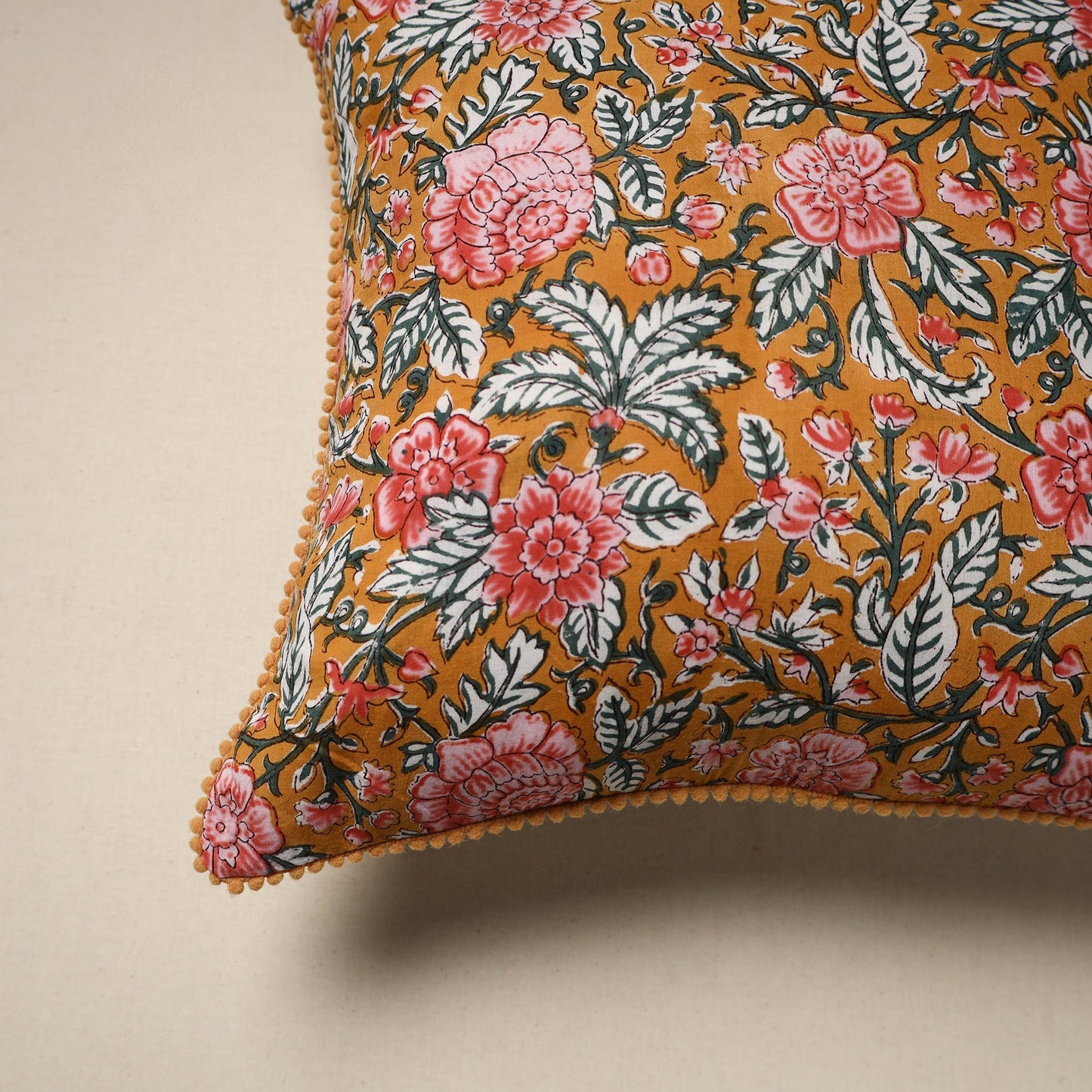 Cotton sanganeri cushion cover 17 - handcrafted