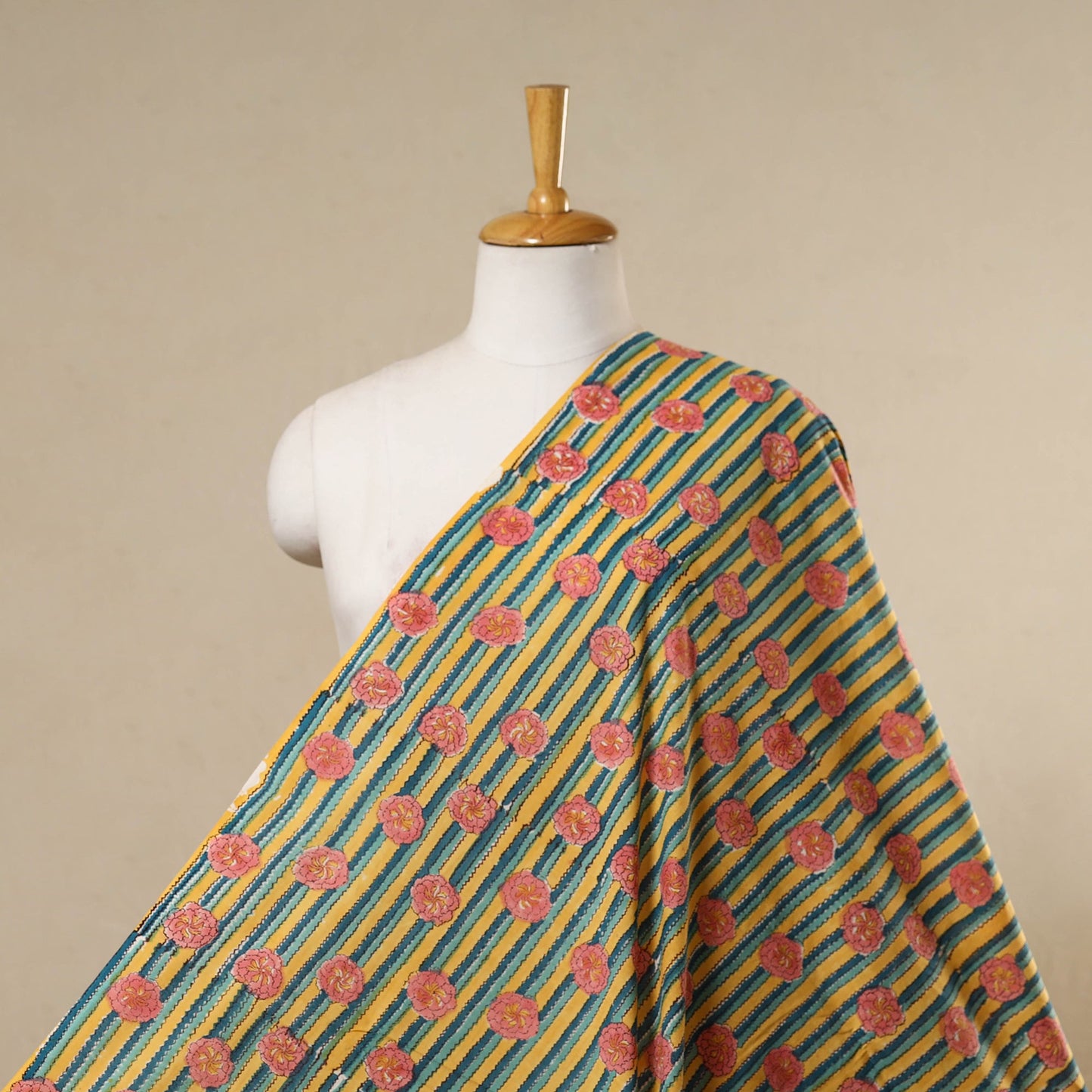 Yellow - cotton sanganeri fabric 06 - handcrafted