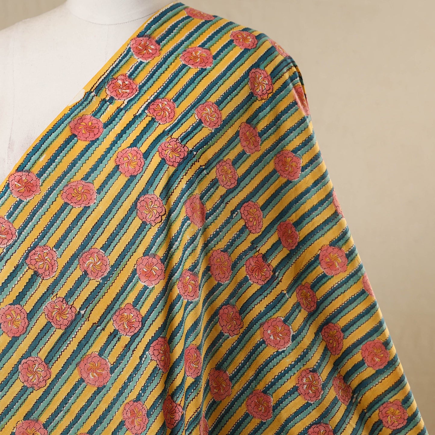 Yellow - cotton sanganeri fabric 06 - handcrafted