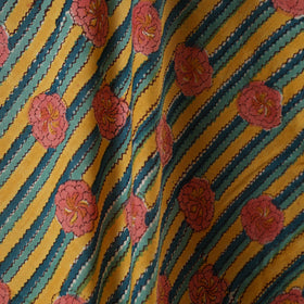 Yellow - cotton sanganeri fabric 06 - handcrafted