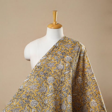  Yellow Block Print Cotton Sanganeri Fabric
