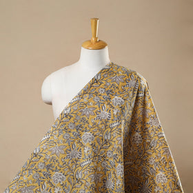  Yellow Block Print Cotton Sanganeri Fabric
