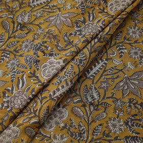  Yellow Block Print Cotton Sanganeri Fabric