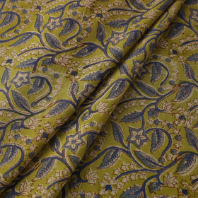 Yellow Block Print Cotton Sanganeri Fabric