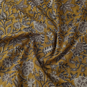  Yellow Block Print Cotton Sanganeri Fabric