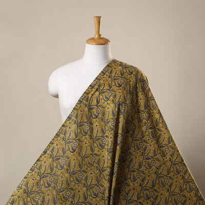 Yellow Block Print Cotton Sanganeri Fabric