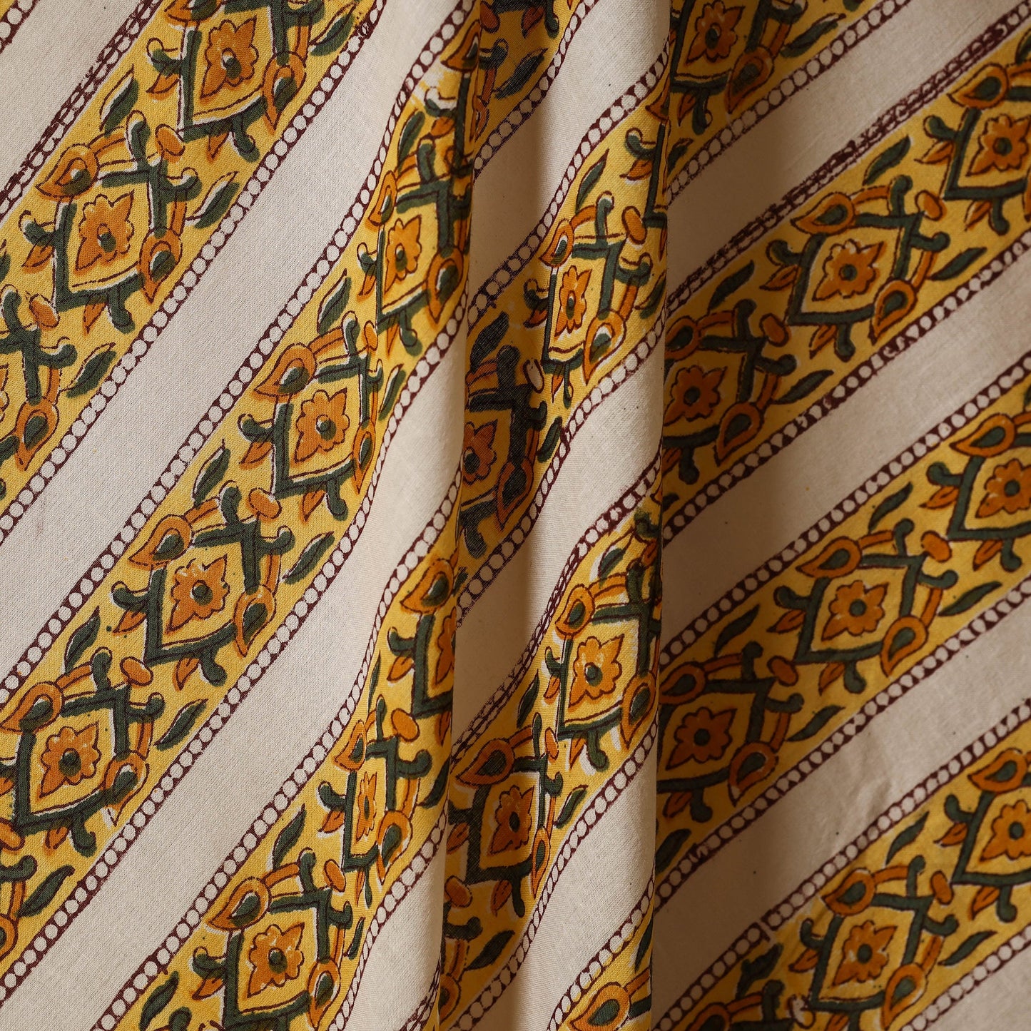 Yellow - cotton sanganeri fabric 13 - handcrafted