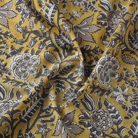  Yellow Block Print Cotton Sanganeri Fabric
