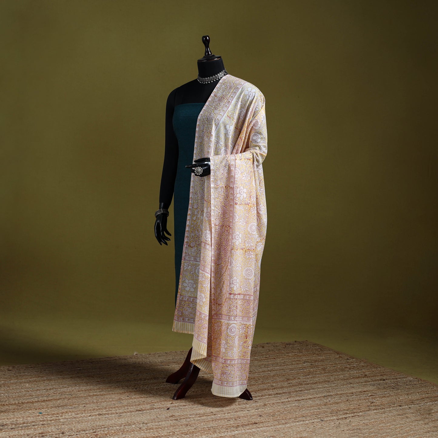 Cotton sanganeri floral dupatta 29 - handcrafted