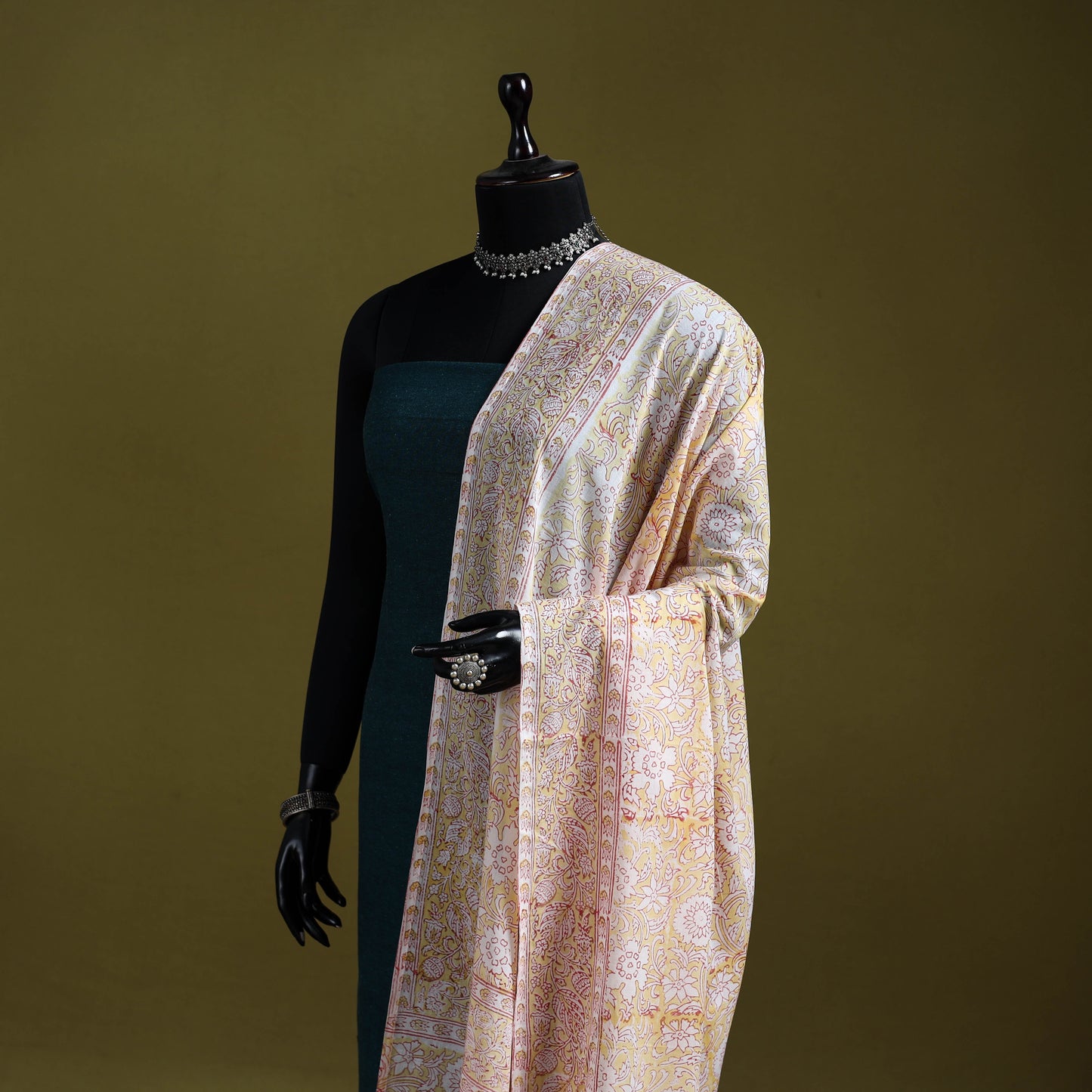 Cotton sanganeri floral dupatta 29 - handcrafted