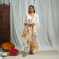 Yellow Block Print Cotton Sanganeri Kurta Set