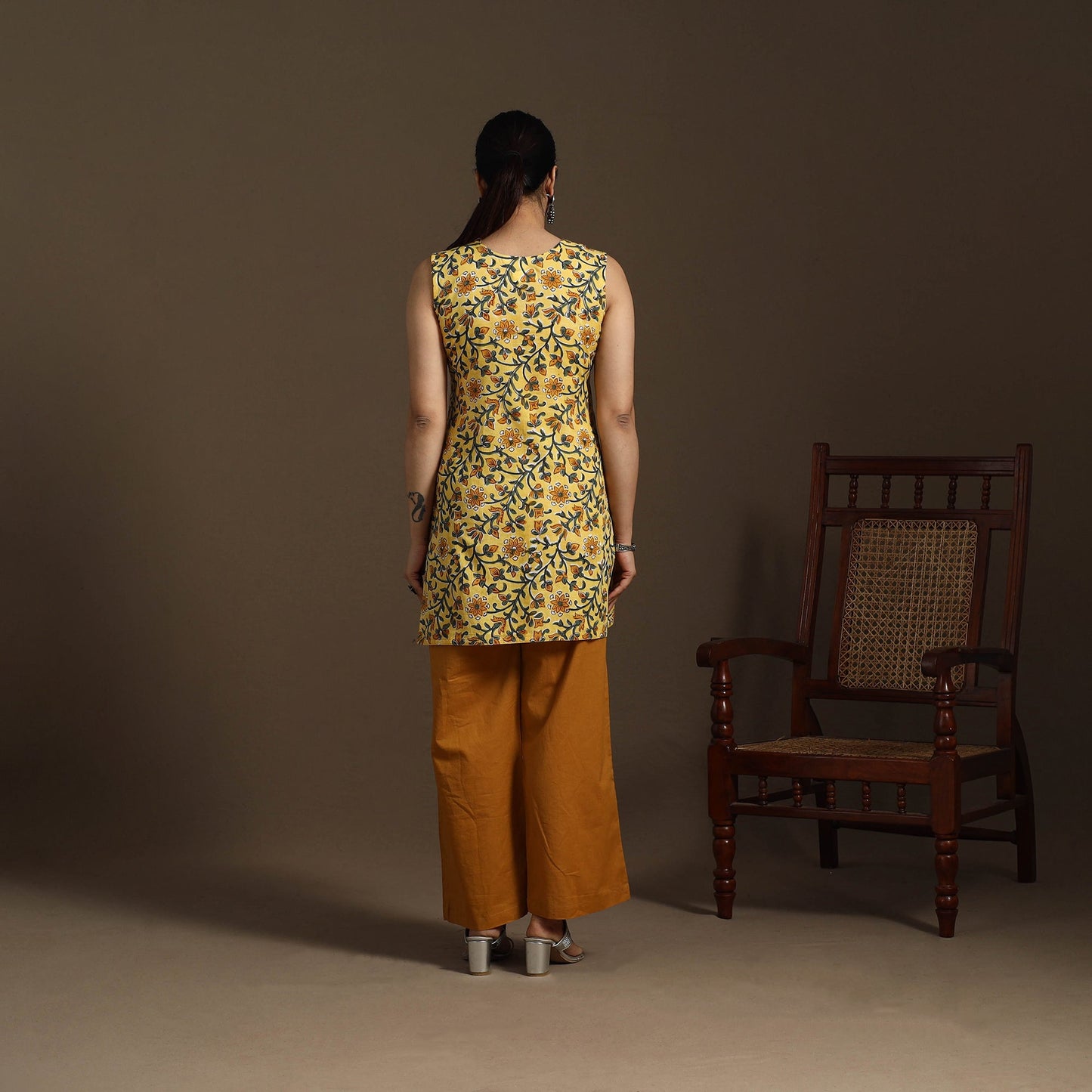 Yellow - cotton short sanganeri kurta 12 - handcrafted