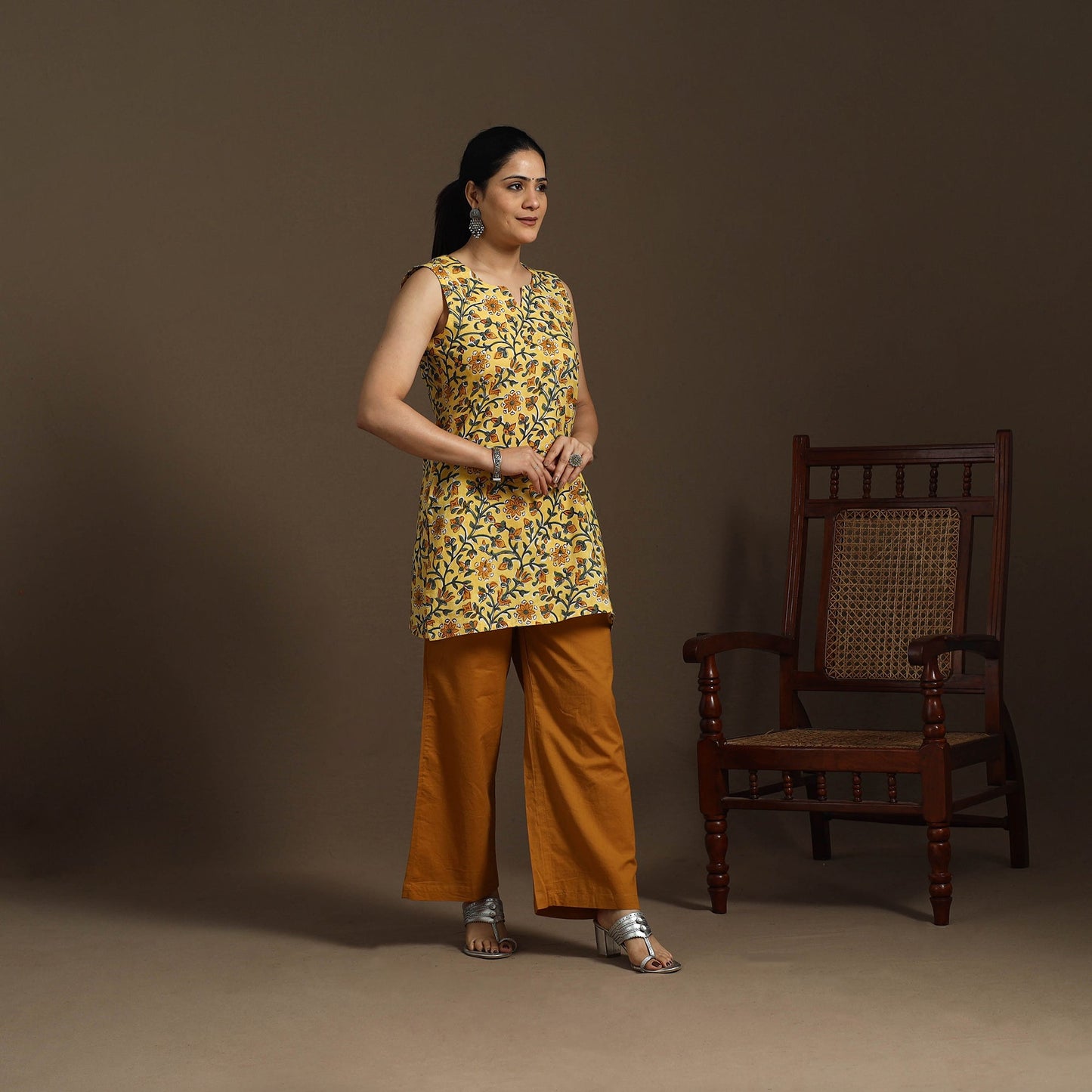 Yellow - cotton short sanganeri kurta 12 - handcrafted