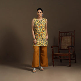 Yellow - cotton short sanganeri kurta 12 - handcrafted