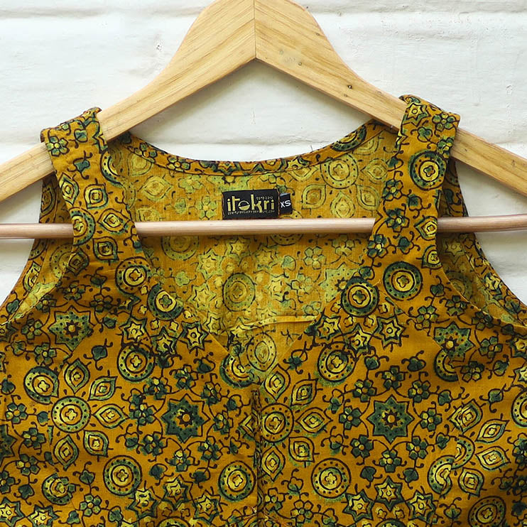 Yellow - cotton stitched blouse 06 - handcrafted