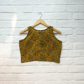 Yellow - cotton stitched blouse 06 - handcrafted