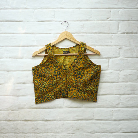 Yellow - cotton stitched blouse 06 - handcrafted