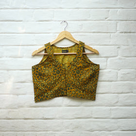 Yellow - cotton stitched blouse 06 - handcrafted