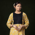 Buy Yellow  Block Print Cotton Straight Pintuck Sanganeri Kurta 