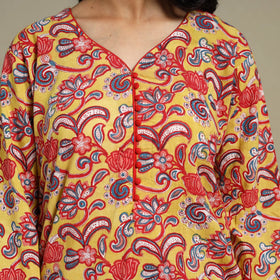 Yellow - cotton straight sanganeri kurta 14 - m