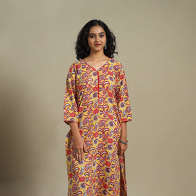 Yellow - cotton straight sanganeri kurta 14 - m