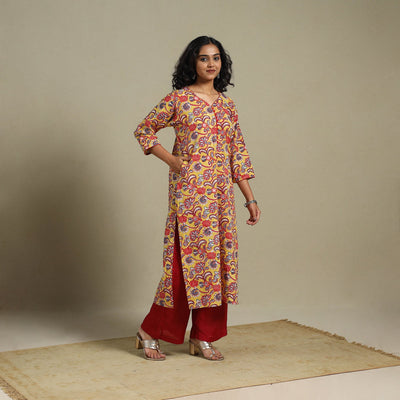 Yellow - cotton straight sanganeri kurta 14 - m