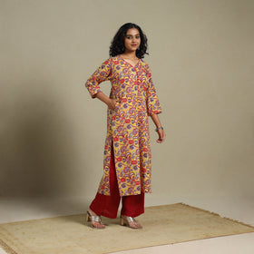 Yellow - cotton straight sanganeri kurta 14 - m
