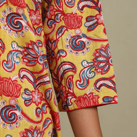 Yellow - cotton straight sanganeri kurta 14 - m