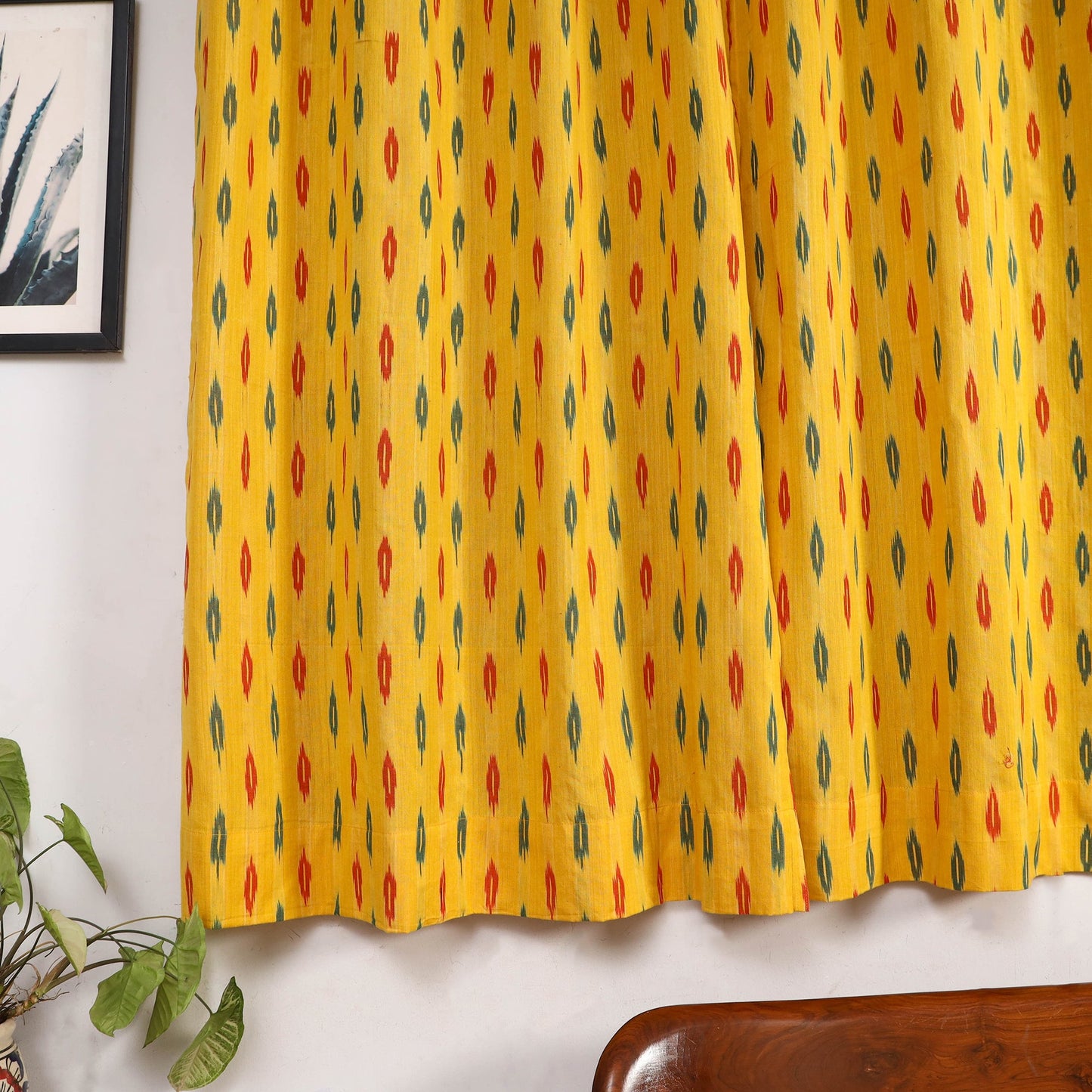 Yellow - cotton window pochampally ikat curtain (5 x 3