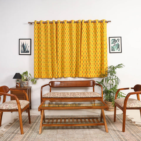 Yellow - cotton window pochampally ikat curtain (5 x 3