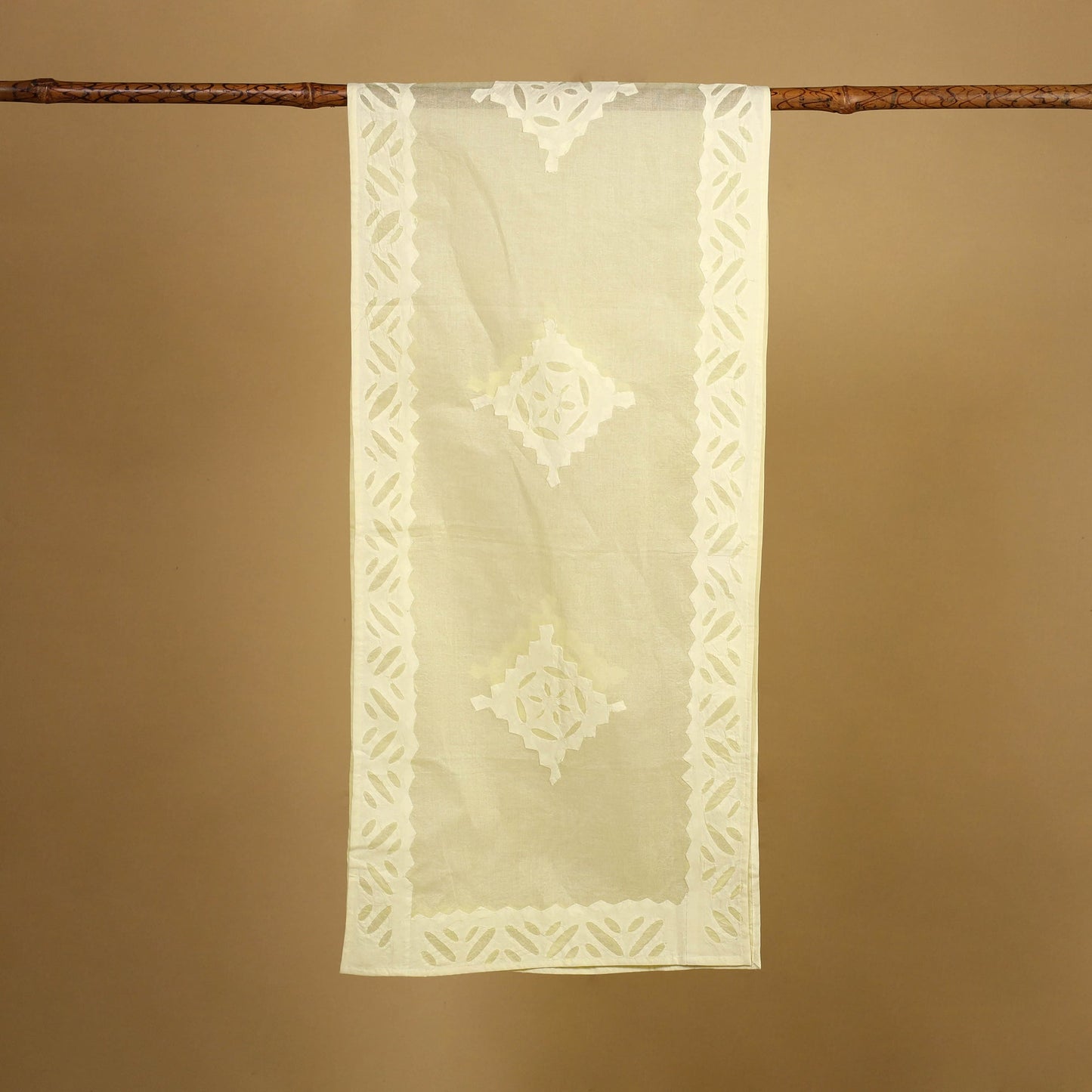  Cut Work Cotton Yellow Barmer Applique Stole