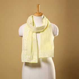 Yellow - cut work cotton barmer applique stole 16